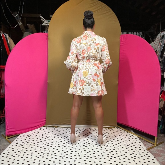 L'ATISTE Floral Long Sleeve Dress - Pink and White - Picture 3 of 5